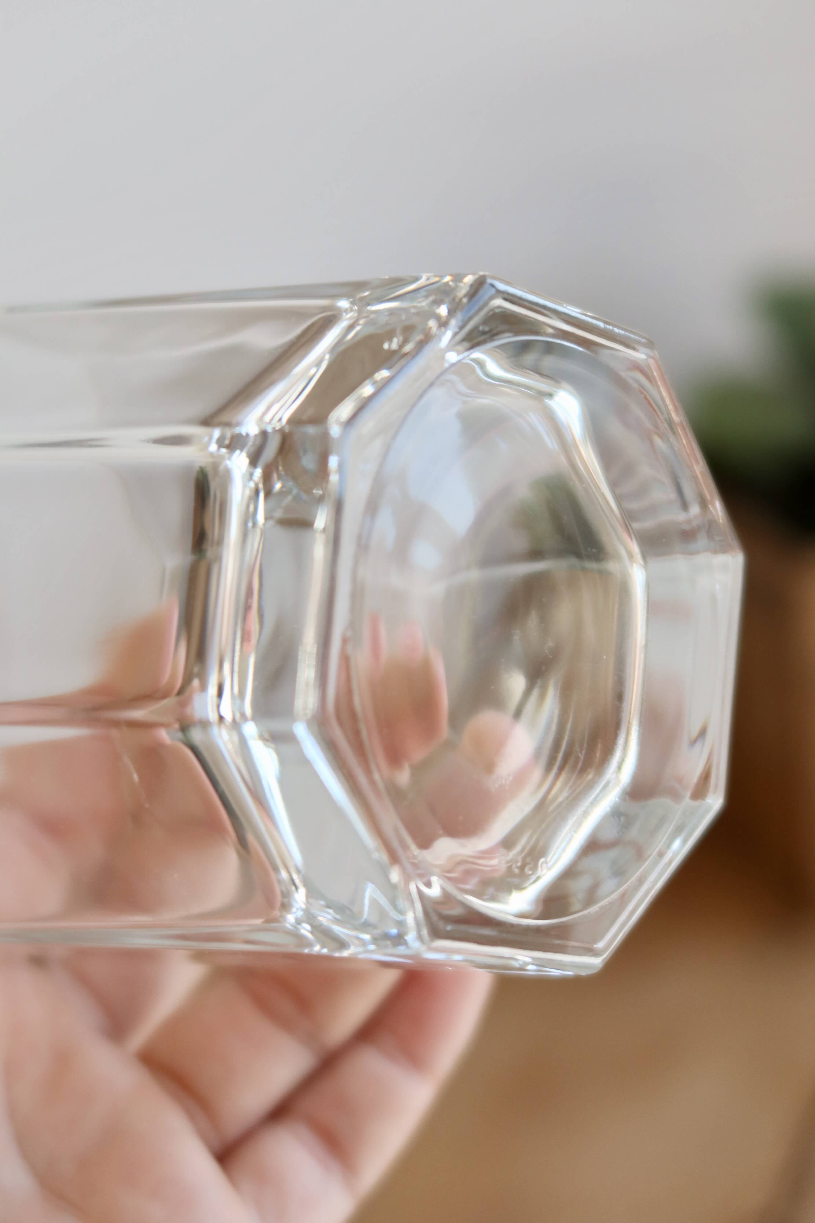 6 vintage octagonal Esso water glasses