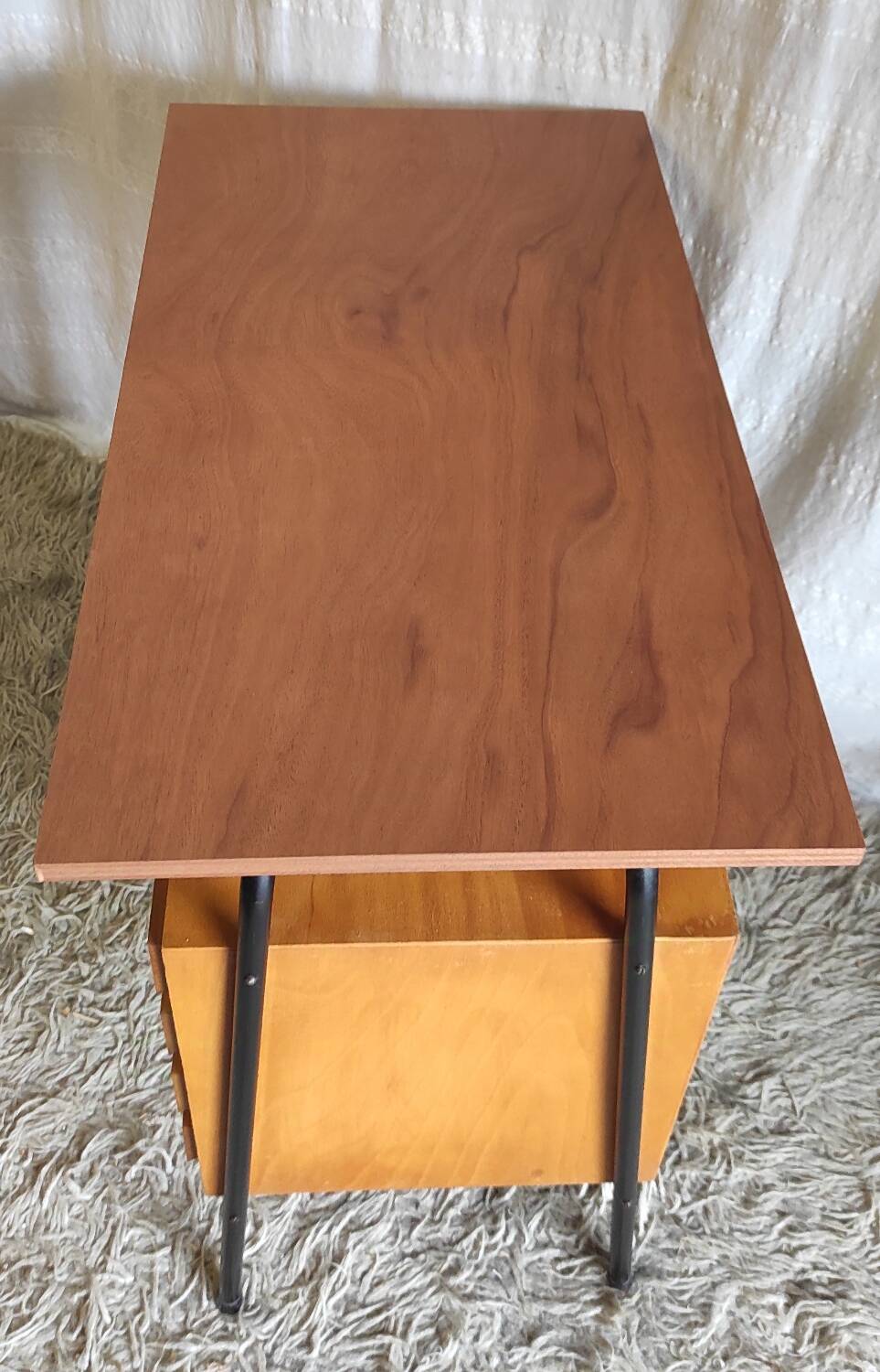 Bureau moderniste en métal et bois - années 60/70