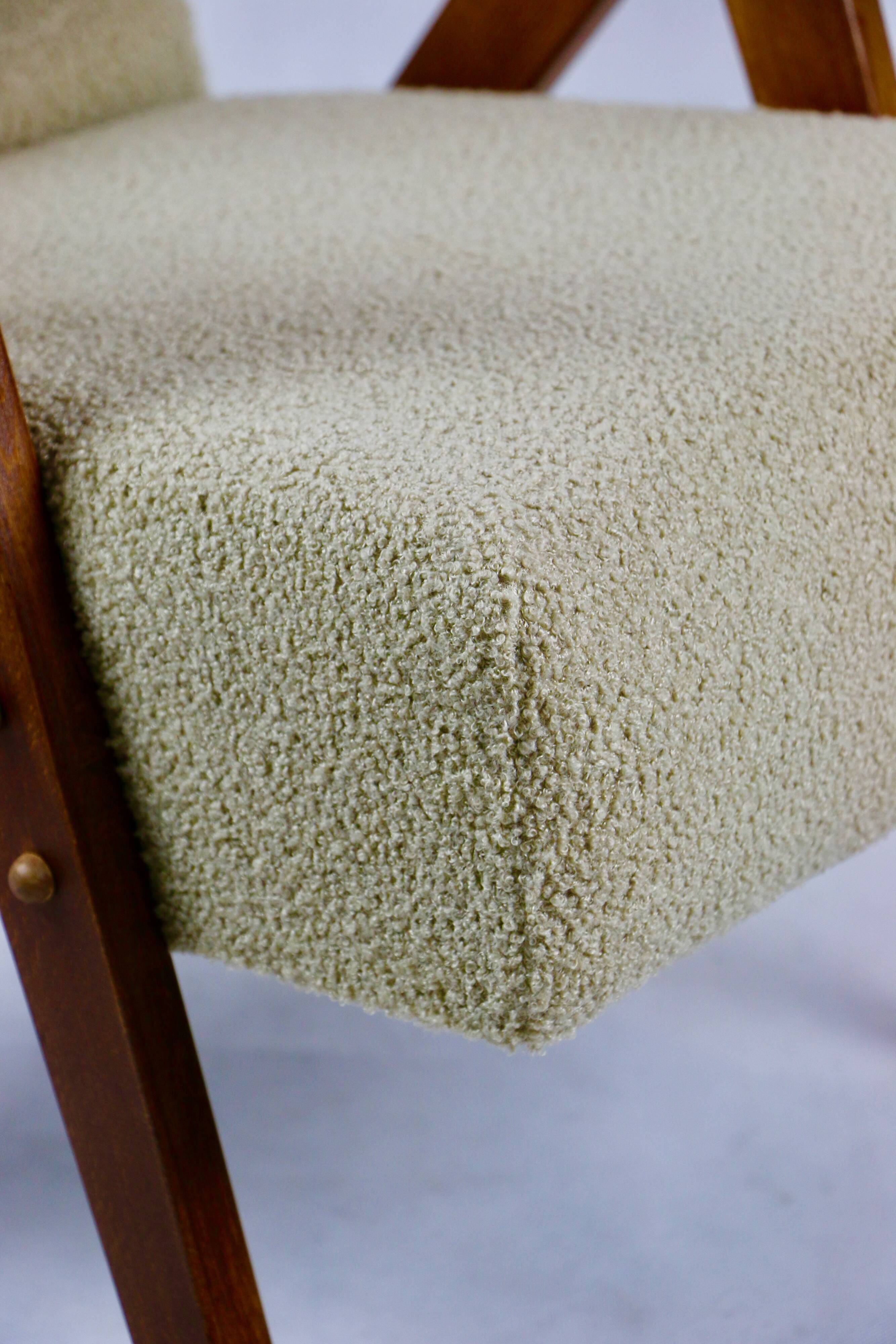 Vintage Beige Boucle Armchair in Style of Var B310, 1970s