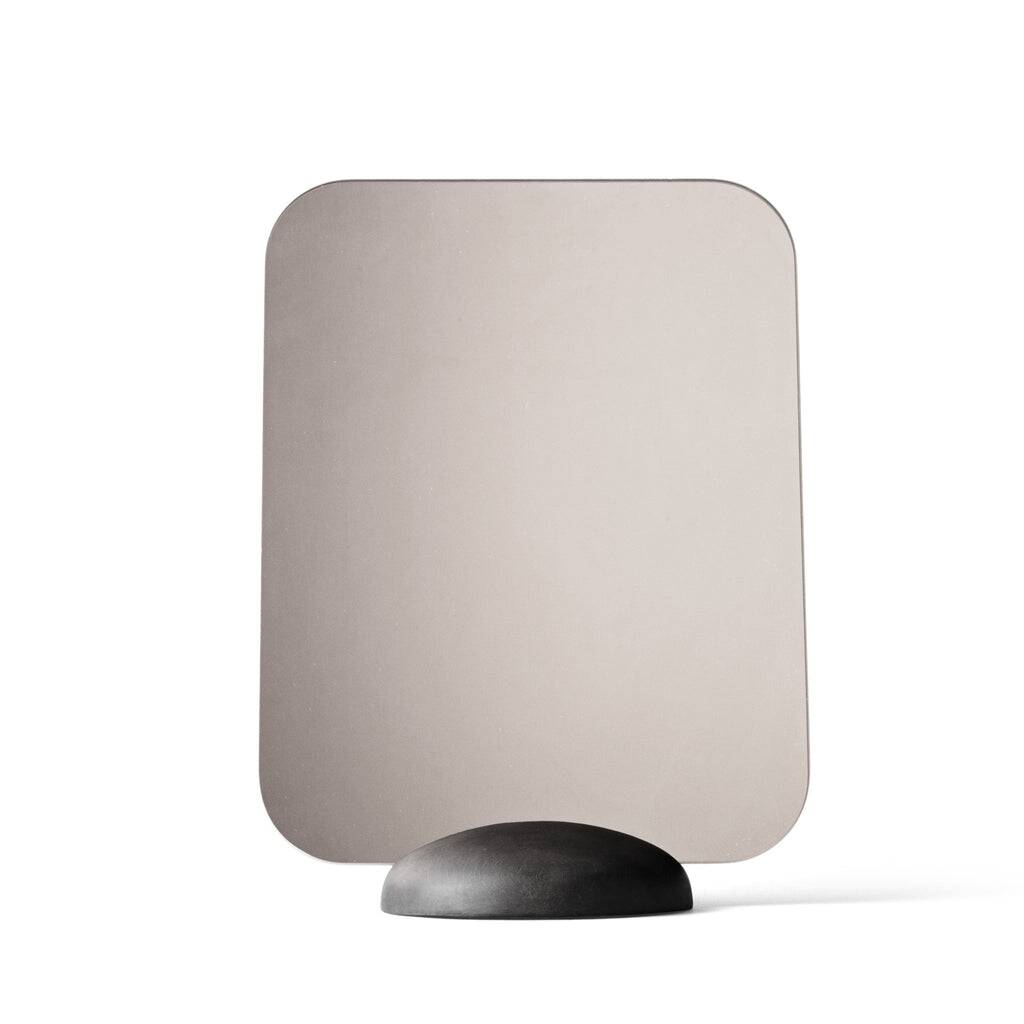 Rectangular Scandinavian mirror to place on a wooden base