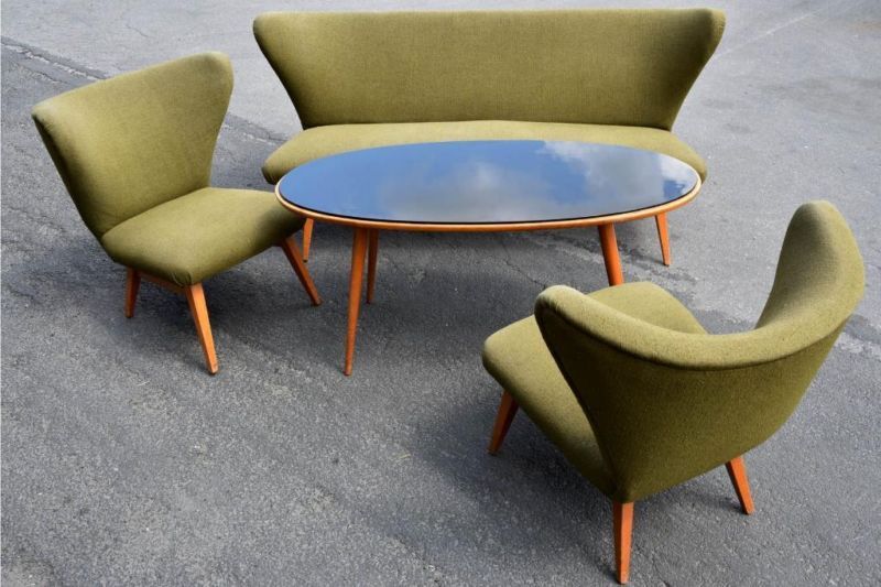 Sculptural sofa and 2 armchairs fifties sofa set