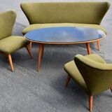 Sculptural sofa and 2 armchairs fifties sofa set