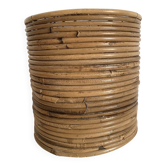 Vintage rattan cache pot in the style of Gabriella Crespi.