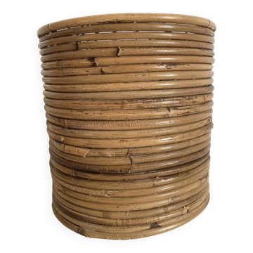 Cache pot vintage en rotin style Gabriella Crespi