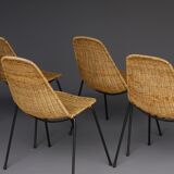 Mid-Century Wicker Chairs by Gian Franco Legler, 1950s. Set of 4