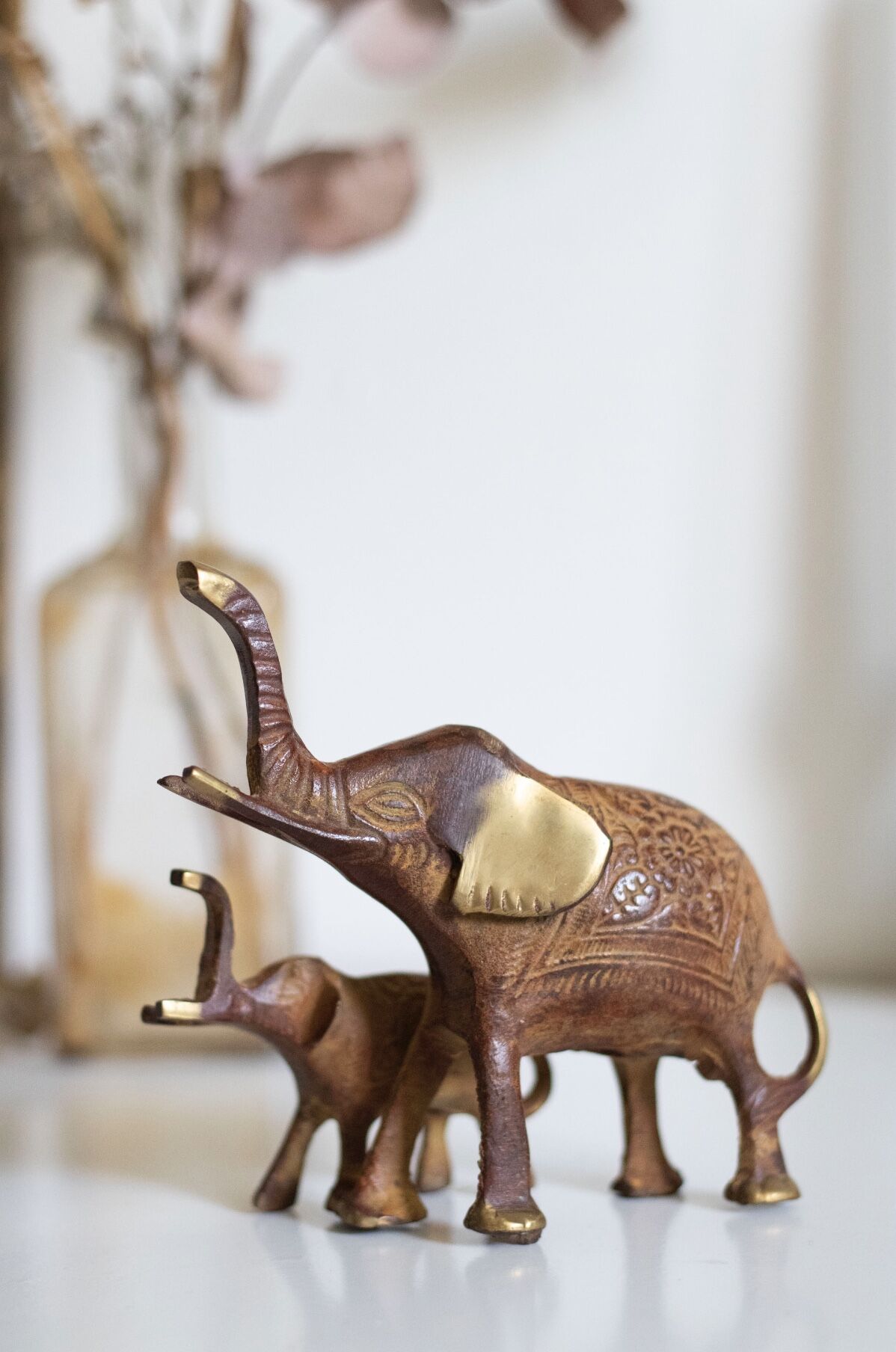 Iron and brass elephants