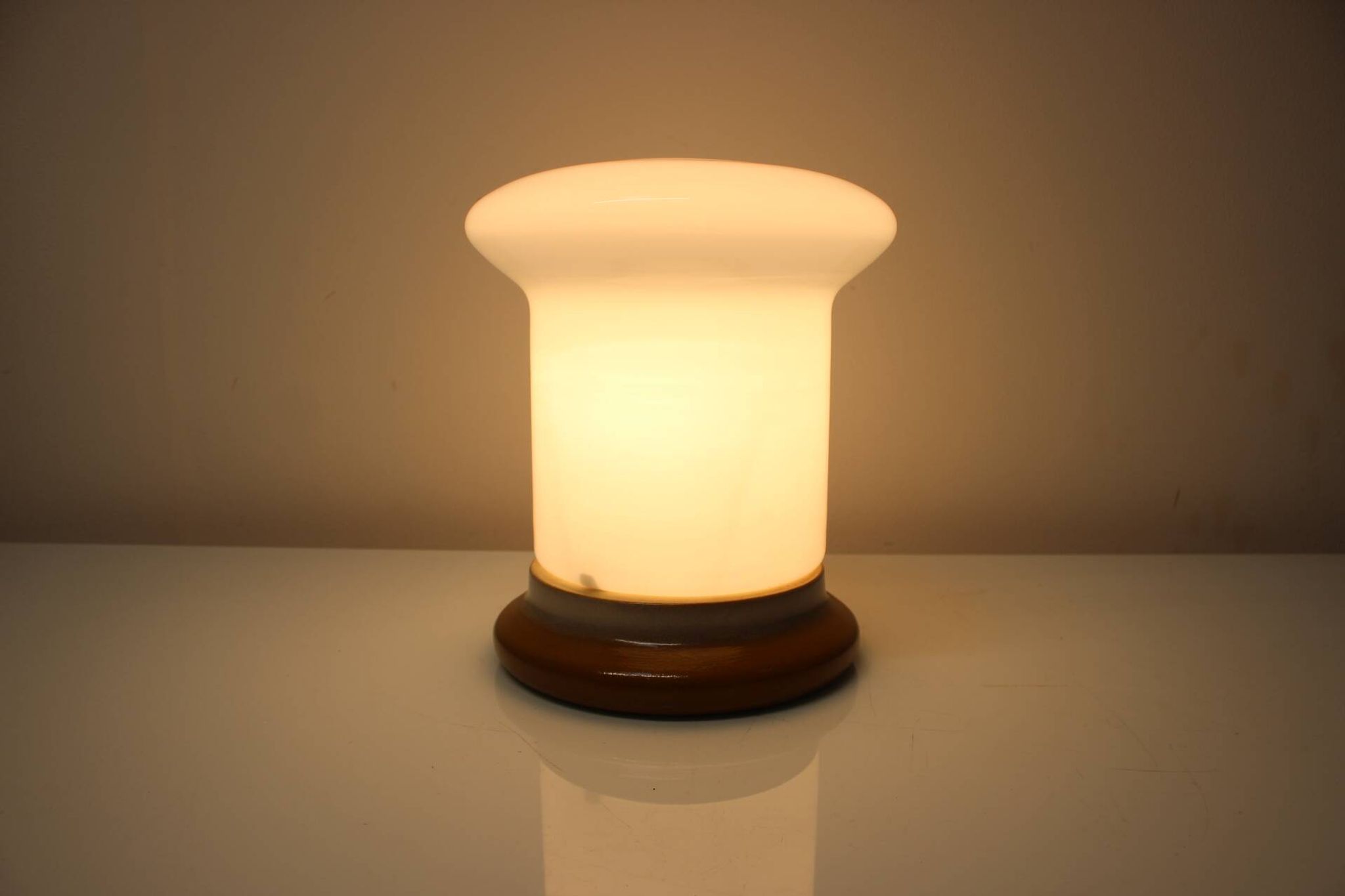 Vintage Glass and Ceramic Table Lamp Osvetlovaci Sklo Valasske Mezirici, 1970s