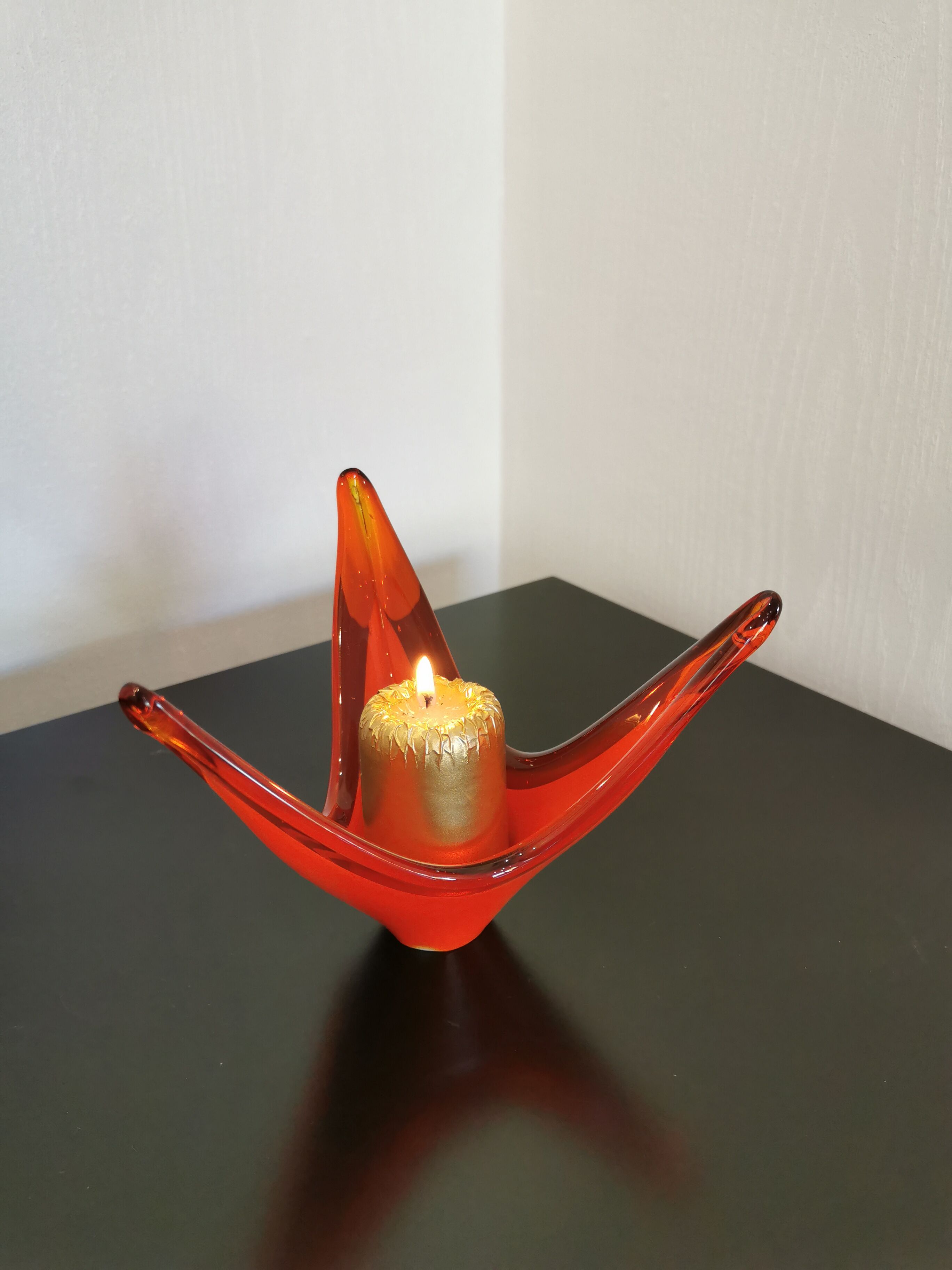 Spanish opaline red glass cup