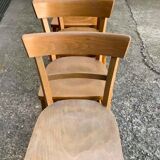Set of 8 old light wood bistro chairs years 1957 stamps