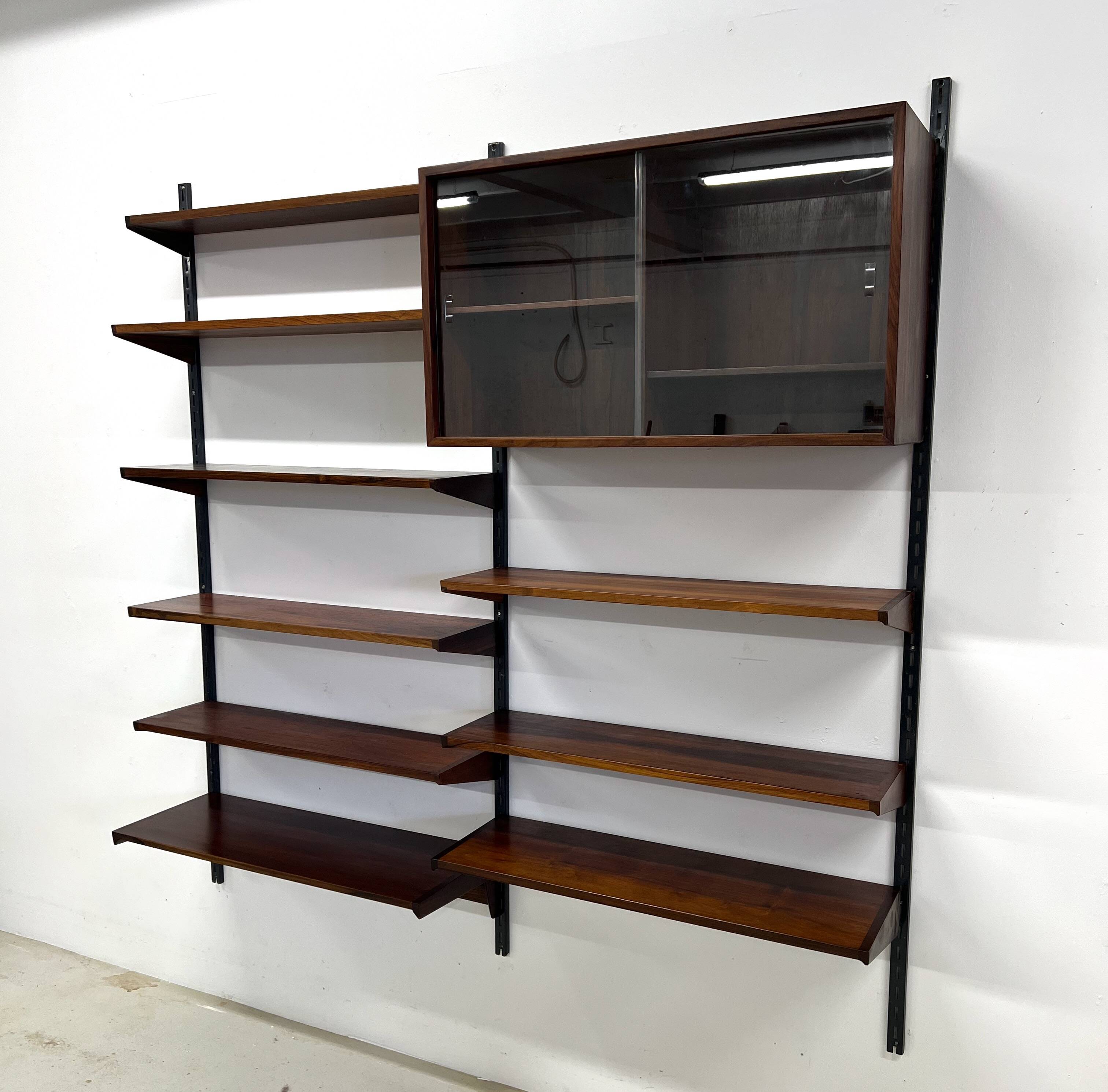 Rosewood Modular Wall System By Kai Kristiansen for Feldballes, 1960s.