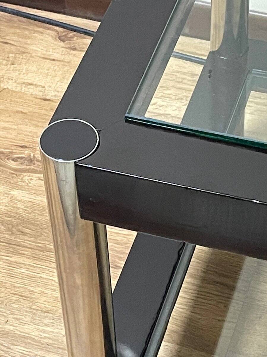 Modern coffee table with glass shelves, 1970s