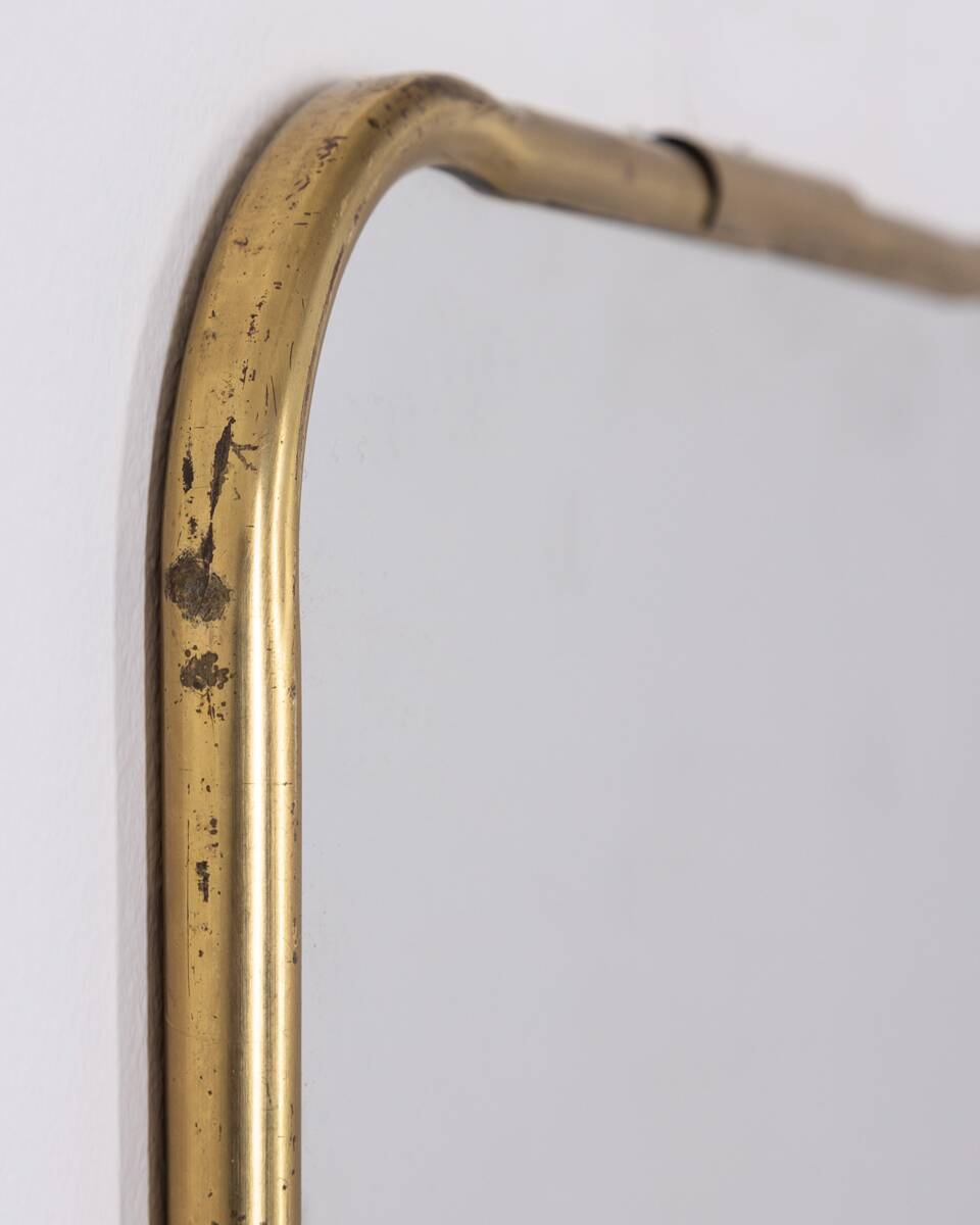 Vintage 60s wall mirror in golden brass italian design