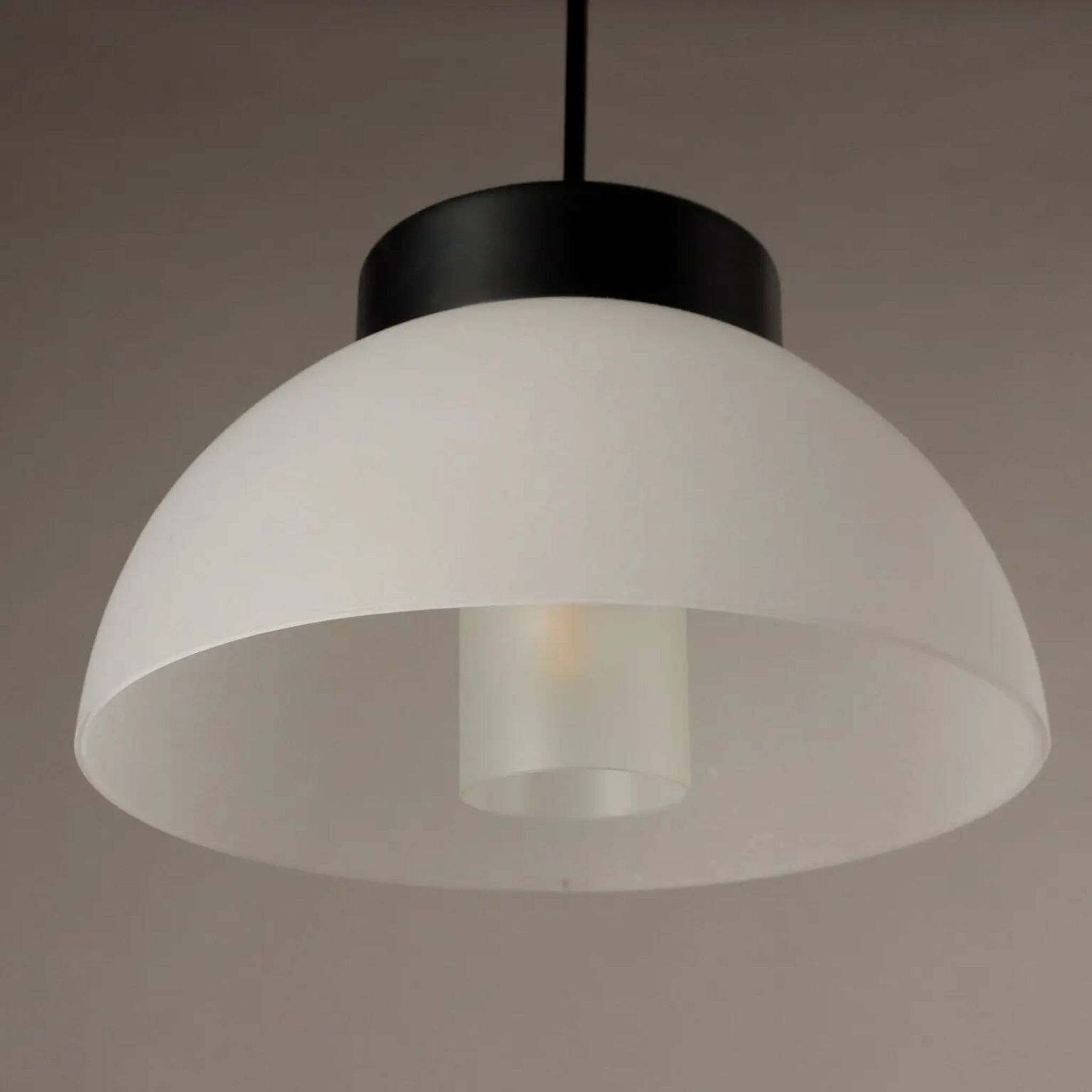 Vintage aluminium and glass pendant light, Italy, 1970s.