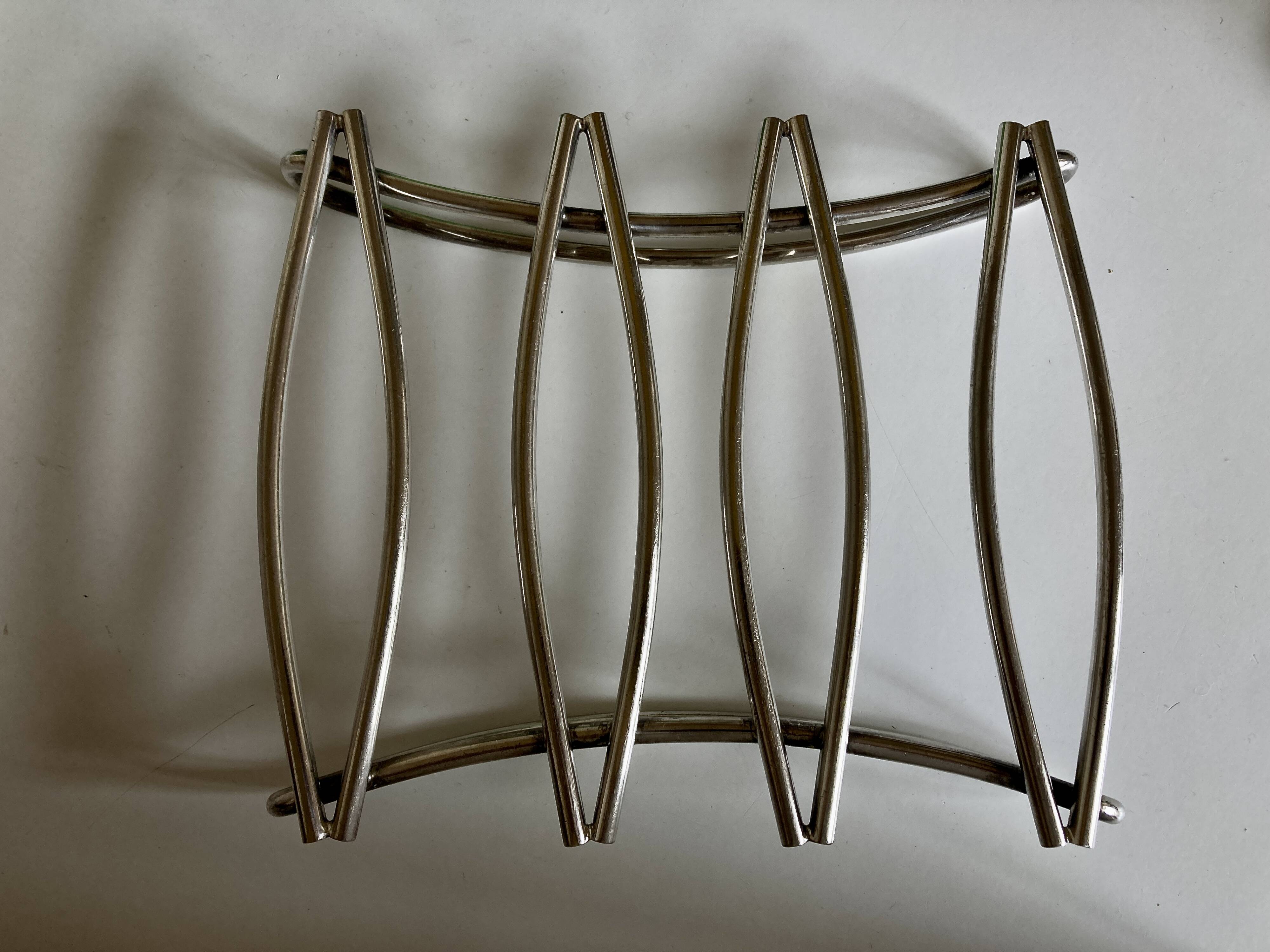 Modernist silver-plated metal trivet, hallmarked 1960