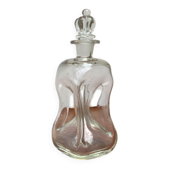 Danish Vintage Glass Kluk Kluk Bottle with Crown Glass Stopper from Holmegaard, 1970s