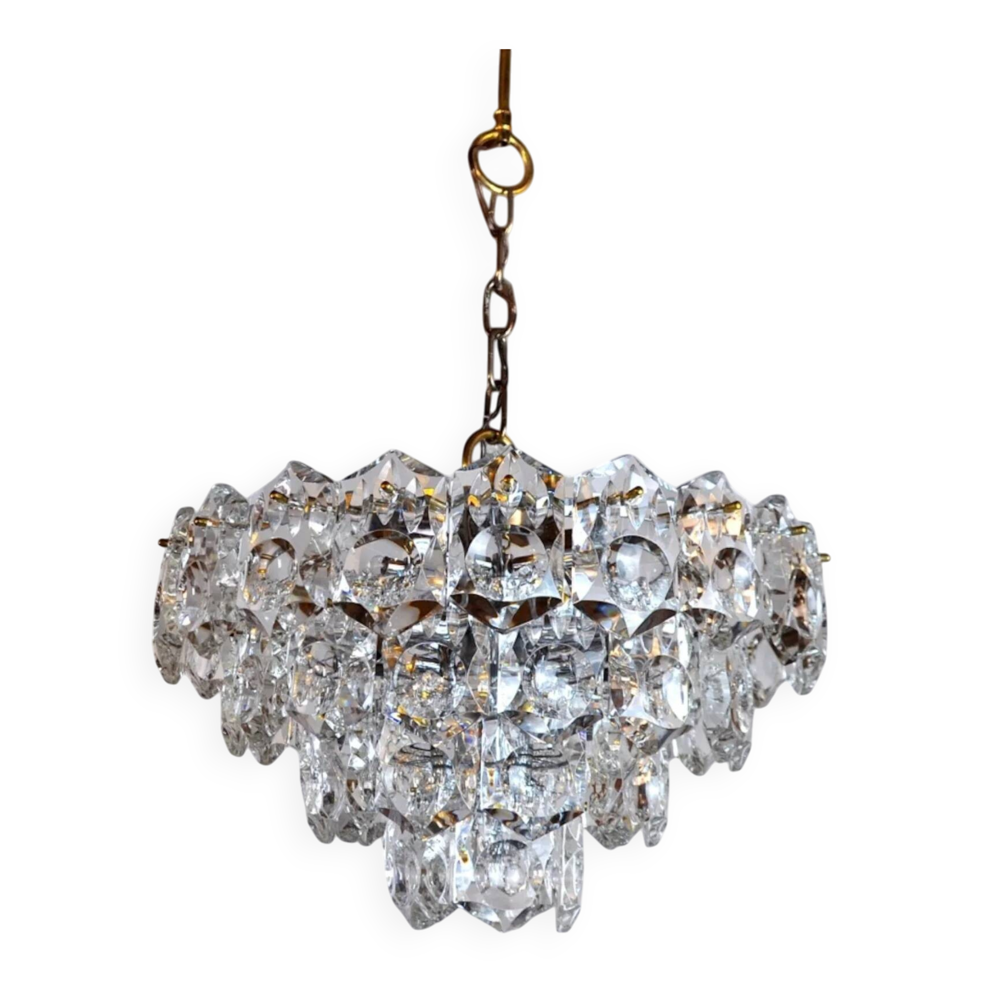Lustre en cristal taillé à 4 niveaux Kinkeldey, Allemagne, 1970