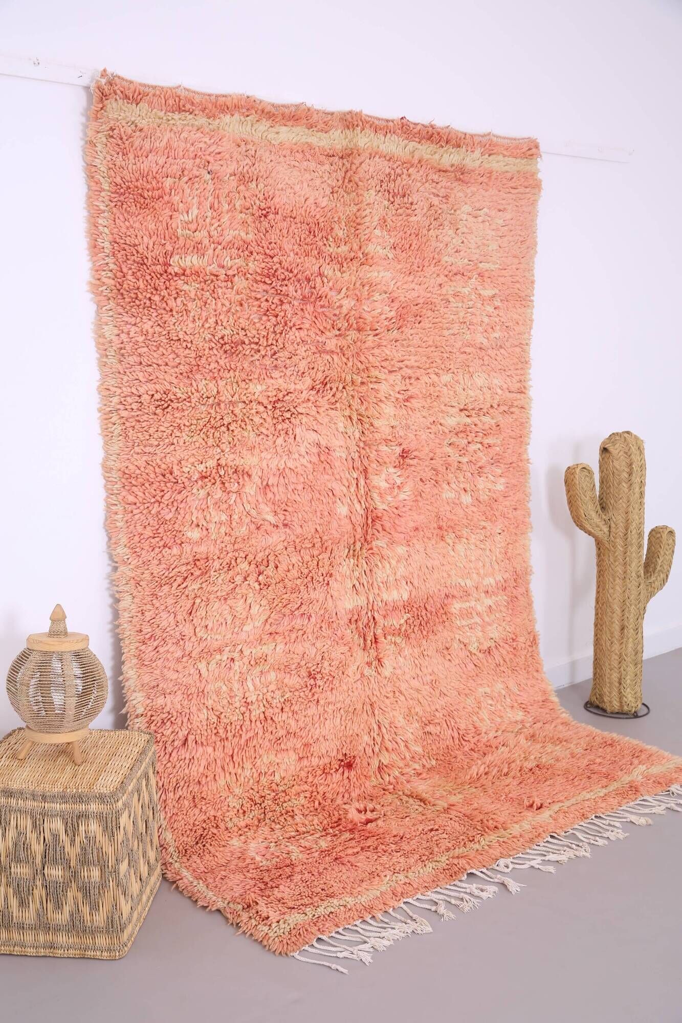 Peach Handmade Moroccan Rug 167 x 250 cm - Vintage Berber Rug - Wool Rug