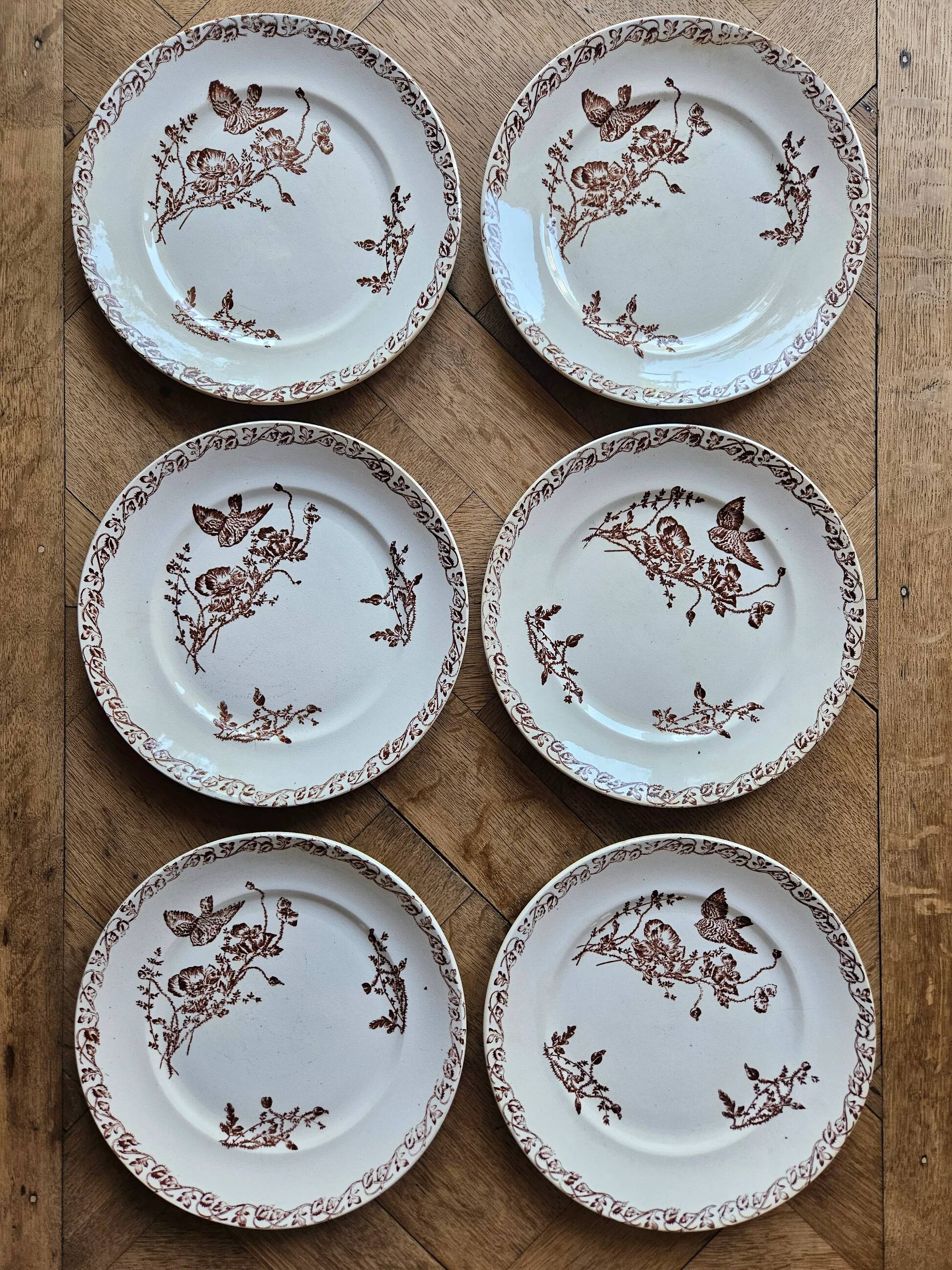 Ironstone dessert plates, poppies