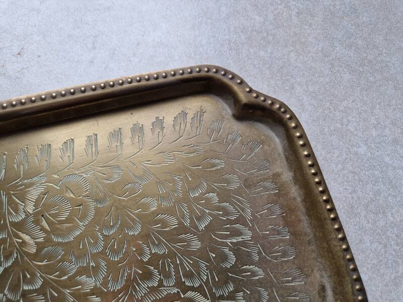 Antique letter tray, letters, in copper or brass - India