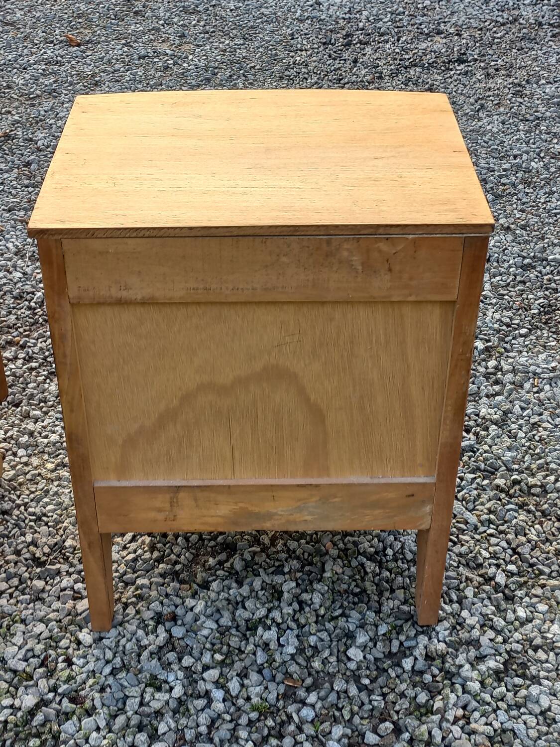 Pair of vintage bedside tables in blond and gilded oak from the 50s