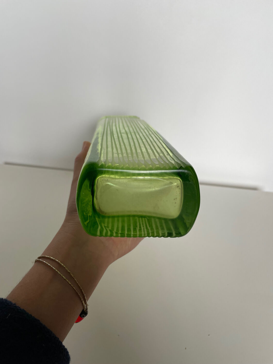 Green glass vase