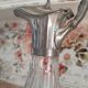 Old water decanter in curved glass and tin Art Nouveau style