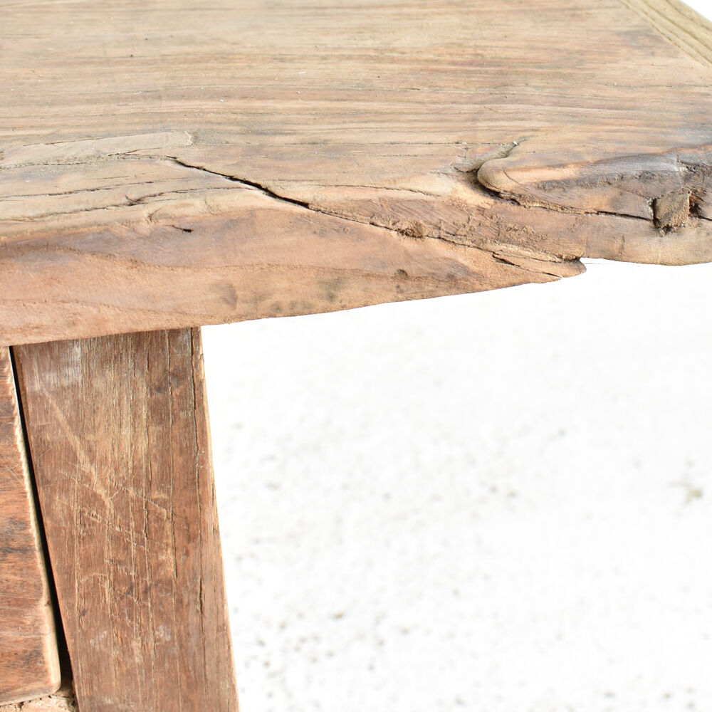 Antique console table in rustic elm