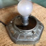 Charles Ranc art deco lamp, bedside lamp, nickel-plated bronze and glass globe