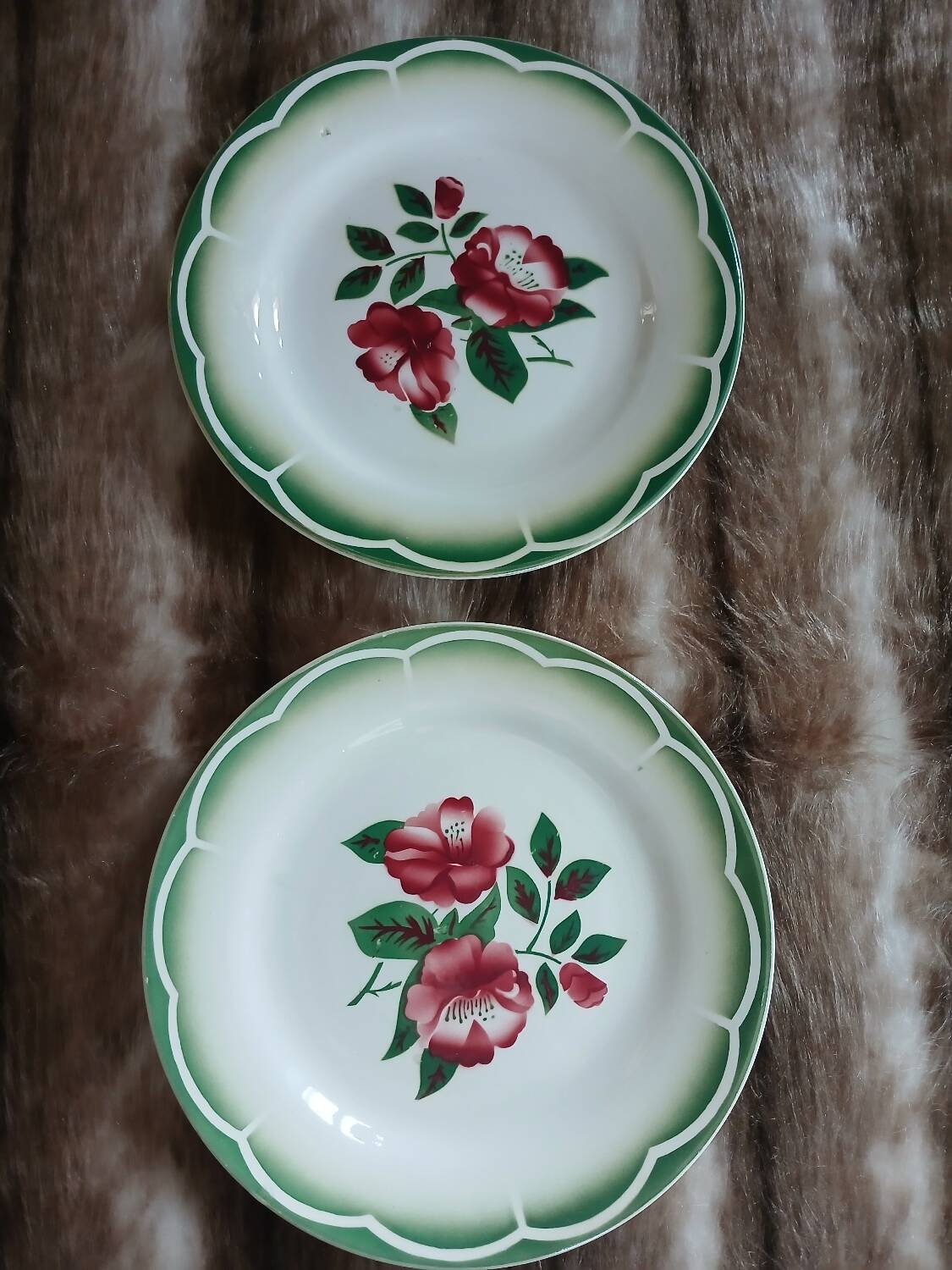 8 antique dessert plates from Digoin and Sarreguemines