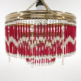 Lustre perlé du milieu du siècle par Jablonec Glassworks, Tchécoslovaquie
