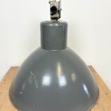 Grey industrial aluminium pendant lamp from polam wilkasy, 1960s