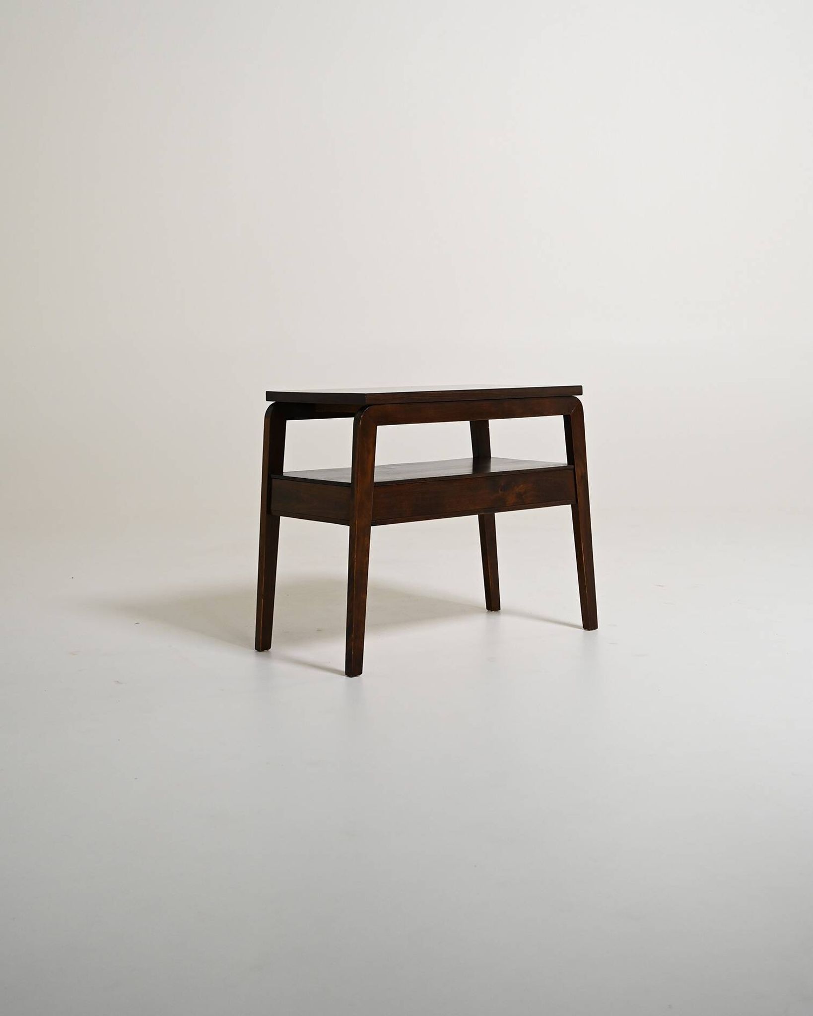 Scandinavian teak and dark wood bedside table, 1950s