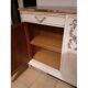 Sideboard 2 doors and 2 drawers with floral decorations, white patinated furniture