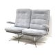 Vintage 2-seater sofa with gray suede upholstery made in the 1970s