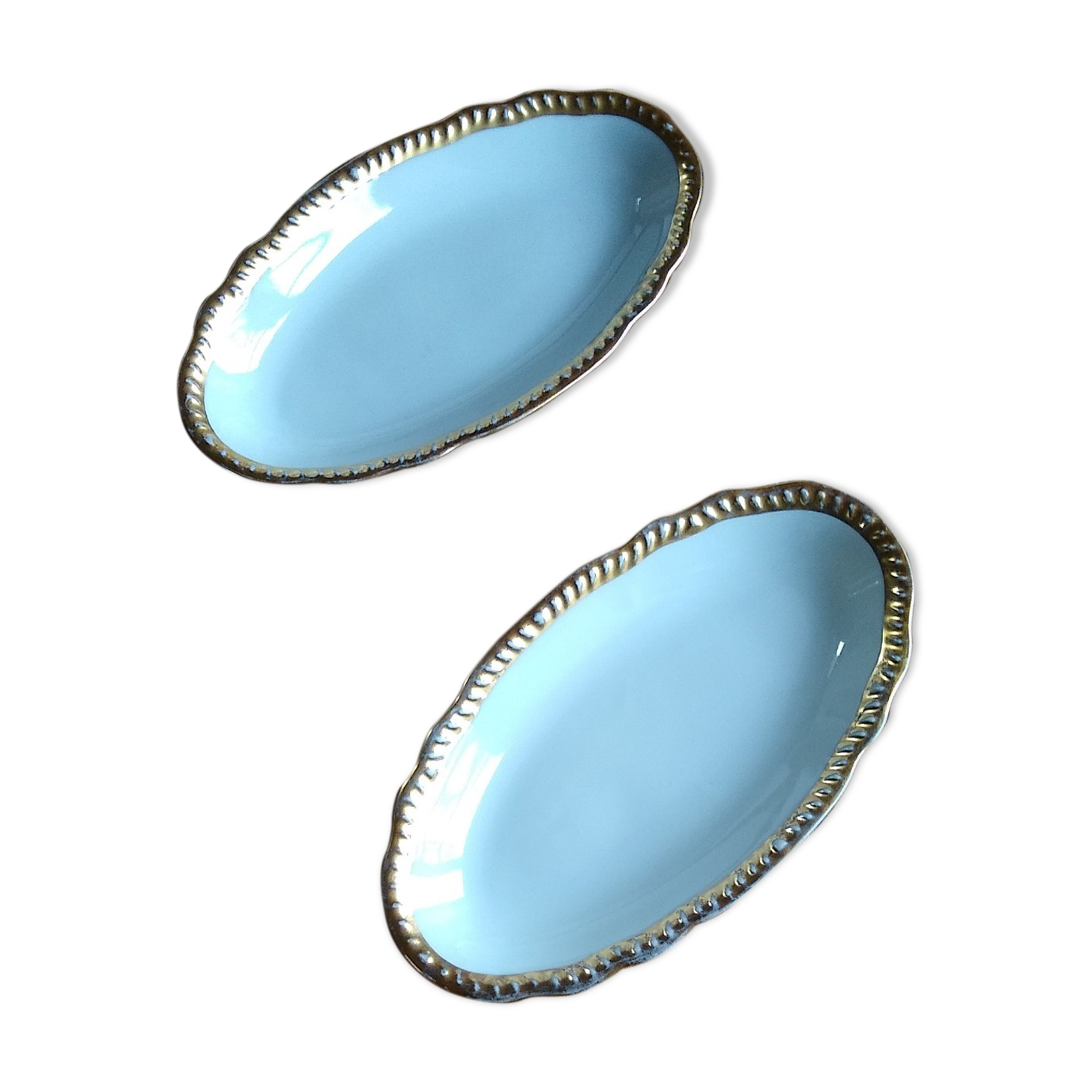 2 porcelain raviers on the golden edge of Limoges Bernardaud