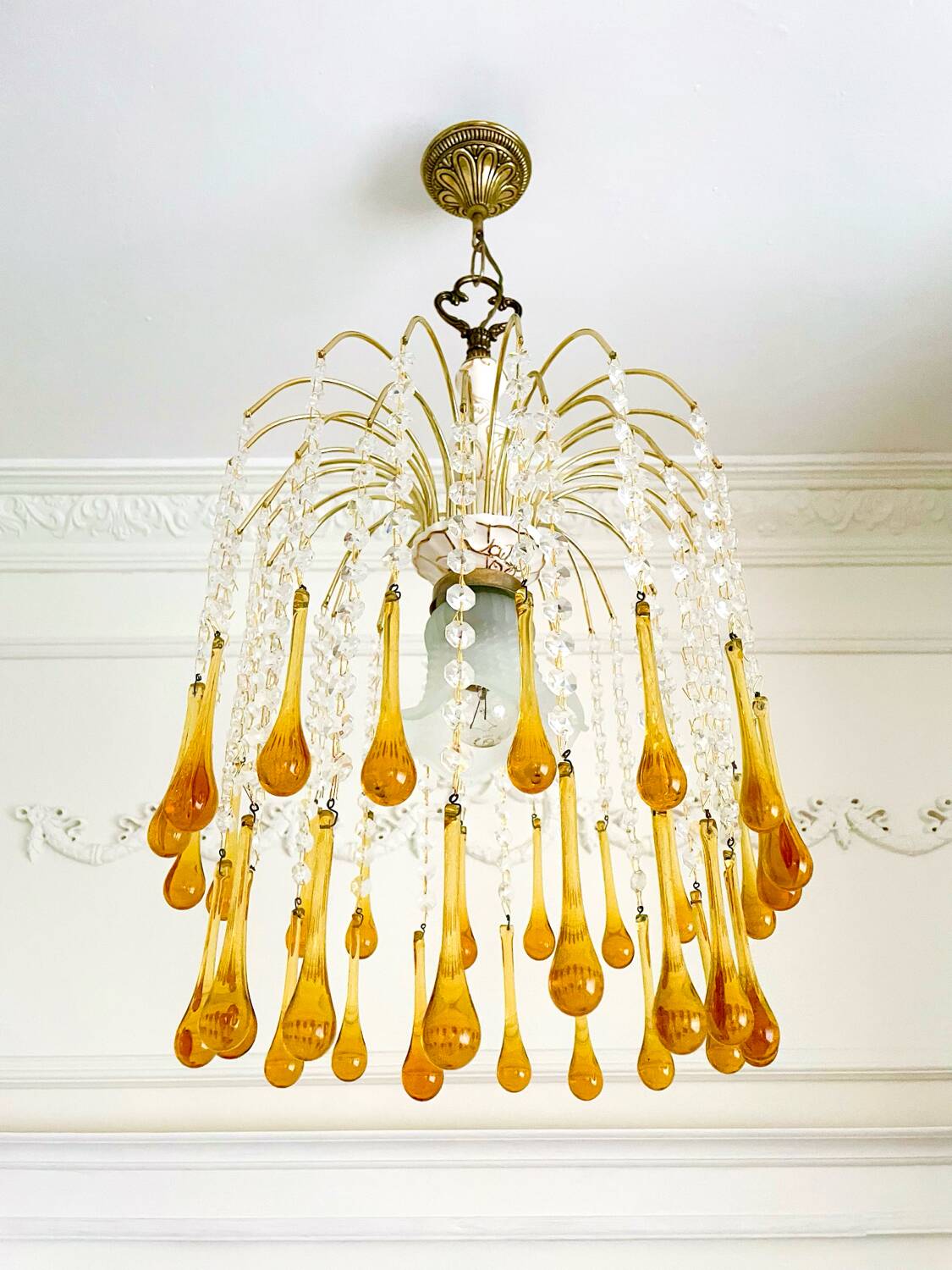 Lustre en verre de Murano ambré – Italie