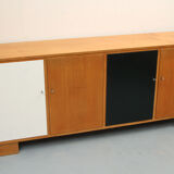 Sideboard in cherrywood with black and white doors 1950s