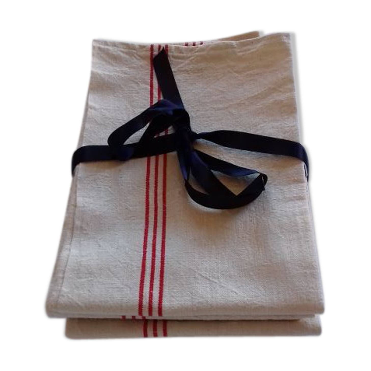 4 tea towels, rustic canvas, bistres.