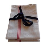 4 tea towels, rustic canvas, bistres.
