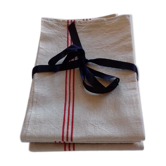 4 tea towels, rustic canvas, bistres.