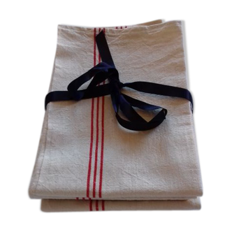 4 tea towels, rustic canvas, bistres.