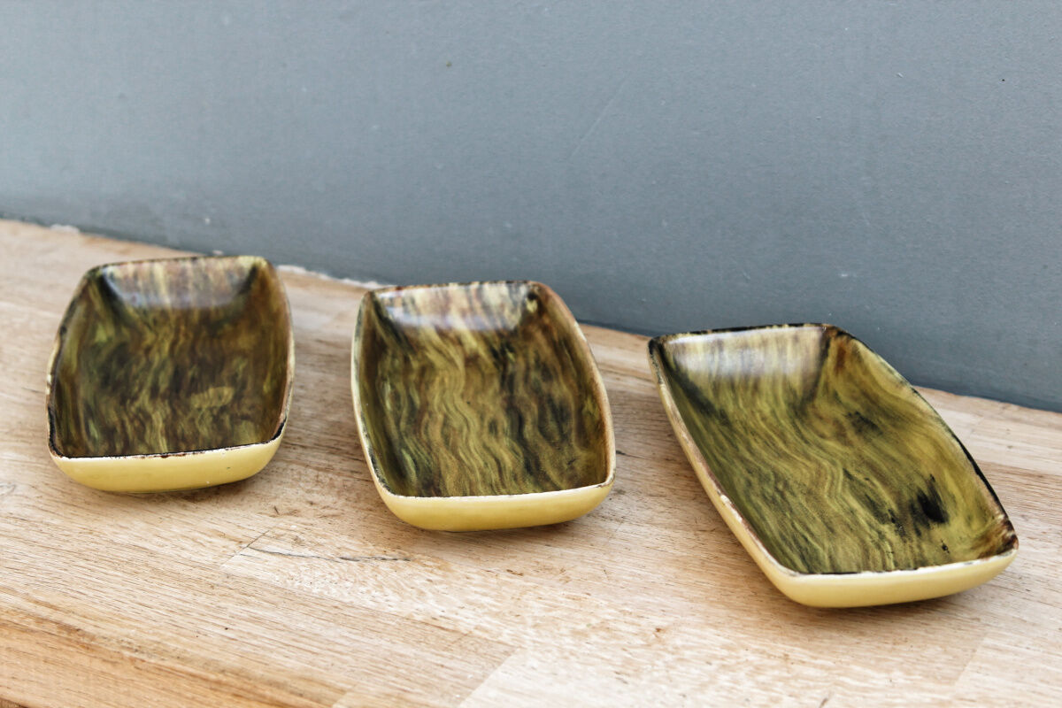 Set of 3 raviers in earthenware of Saint Clément