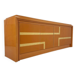 Italian orange lacquered sideboard with inlay, 1970s