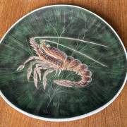 Fish service in glazed earthenware painted by hand signed Le Mao - 1960