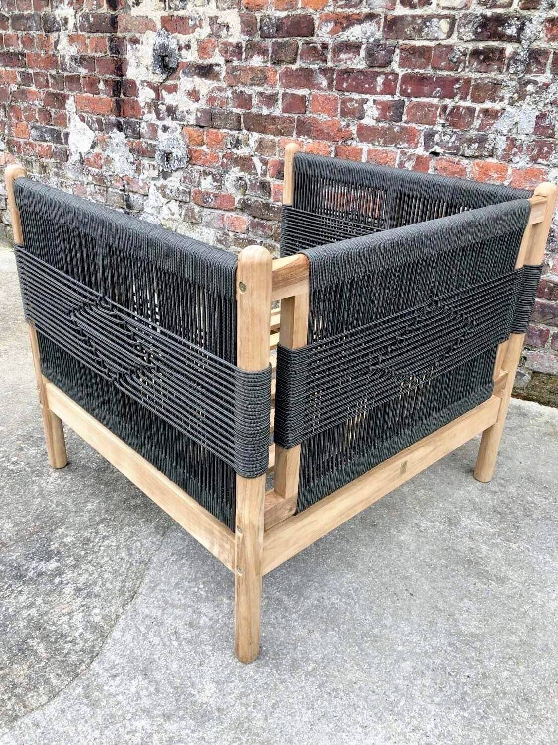 Teak and rope garden armchair, Odette khaki/ecru La Redoute Interiors