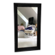1950s mirror, matte black wood with a patina.
