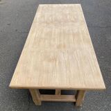 Renovated farmhouse dining table in raw wood 180cm 20th century