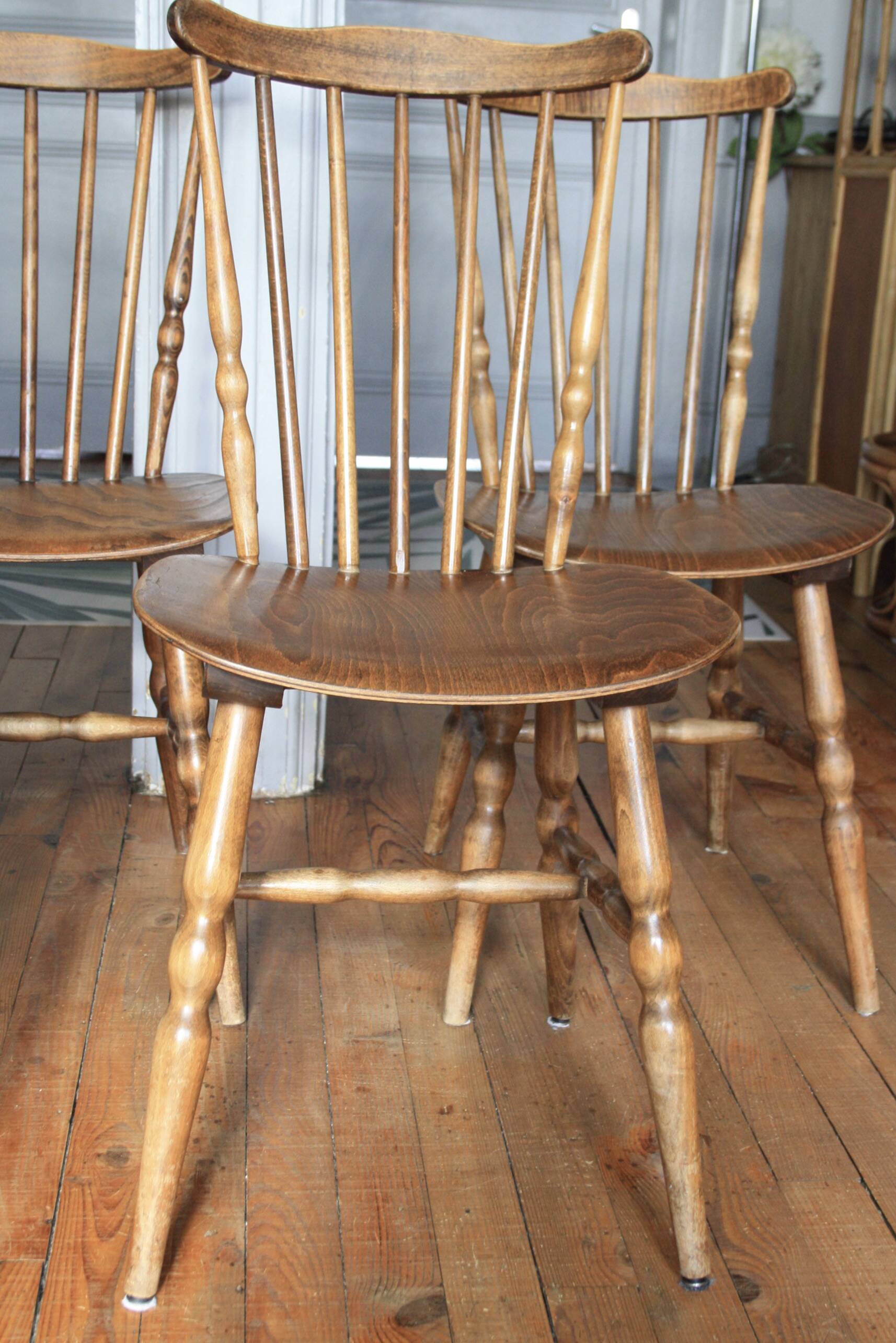 Set of 4 Tacoma Baumann slatted chairs