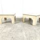 Pair of travertine and brass coffee tables, 1970s