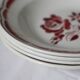 Set of 4 hollow plates Badonviller, red, vintage French, authentic, rare, countryside